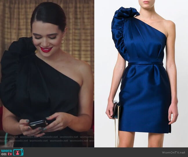 taffeta one-shoulder dress by Stella McCartney worn by Jane Sloan (Katie Stevens) on The Bold Type