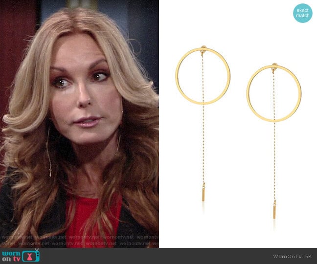 Steve Madden Long Ring with Chain Post Drop Earrings worn by Lauren Fenmore (Tracey Bregman) on The Young and the Restless