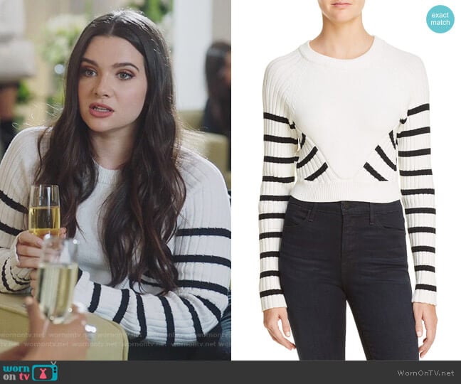 Striped Crop Sweater by T by Alexander Wang worn by Jane Sloan (Katie Stevens) on The Bold Type