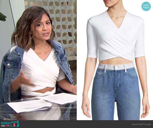 Tie-Back Wrapped Crop Top by T by Alexander Wang worn by Erin Lim on E! News