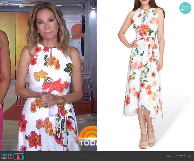 Sleeveless Floral Chiffon Midi Dress by Tahari ASL worn by Kathie Lee Gifford on Today