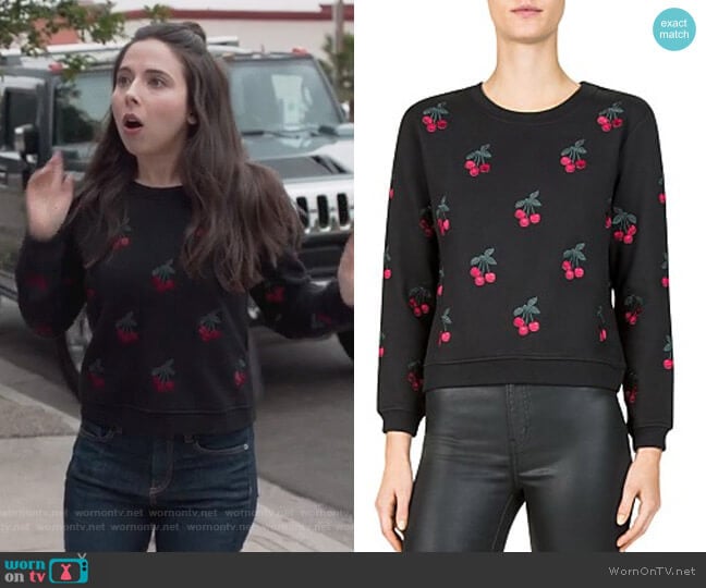 Cherry Embroidered Sweatshirt by The Kooples worn by Esther Povitsky (Esther Povitsky) on Alone Together