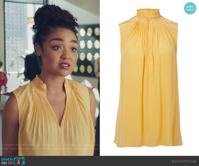 Arielle Silk Sleeveless Top by Tibi worn by Kat Edison (Aisha Dee) on The Bold Type