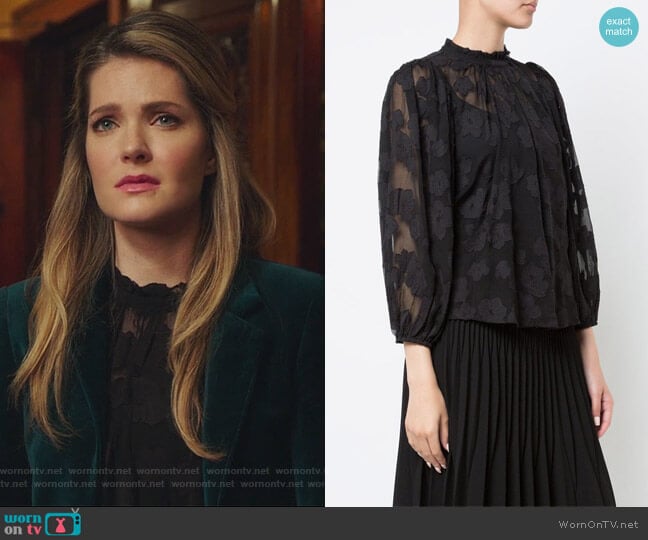 Sandrine floral blouse by Ulla Johnson worn by Sutton (Meghann Fahy) on The Bold Type