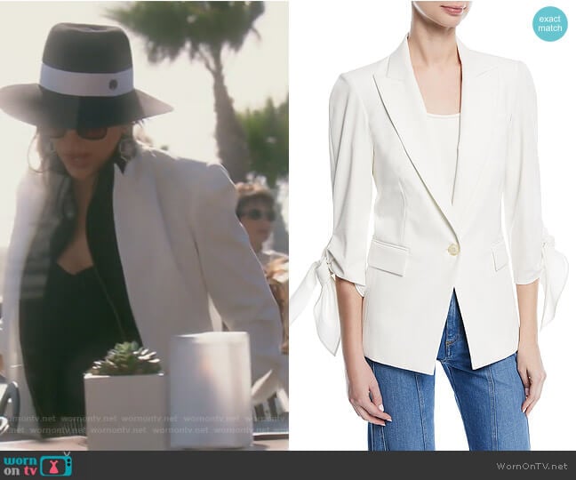 Corrine Single-Breasted Tie-Cuff Dickey Jacket by Veronica Beard  worn by Kelly Dodd on The Real Housewives of Orange County