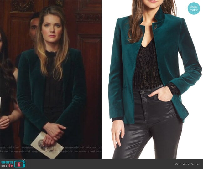 Volly Velours Blazer by Zadig and Voltaire worn by Sutton (Meghann Fahy) on The Bold Type