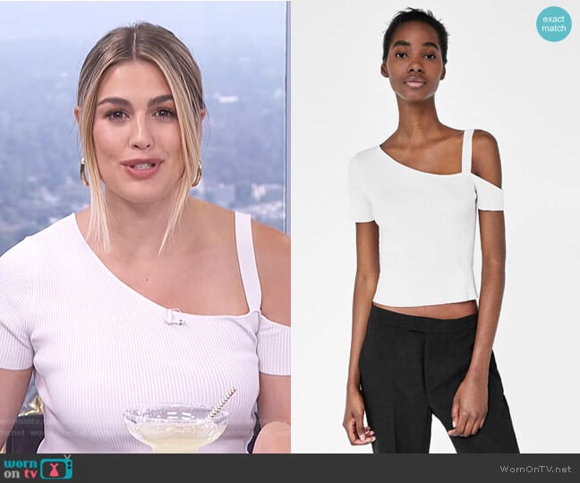 Asymmetrical Ribbed Top by Zara worn by Carissa Loethen Culiner on E! News