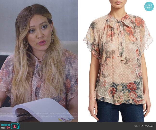 Radiate Cascade Floral Top by Zimmermann worn by Kelsey Peters (Hilary Duff) on Younger