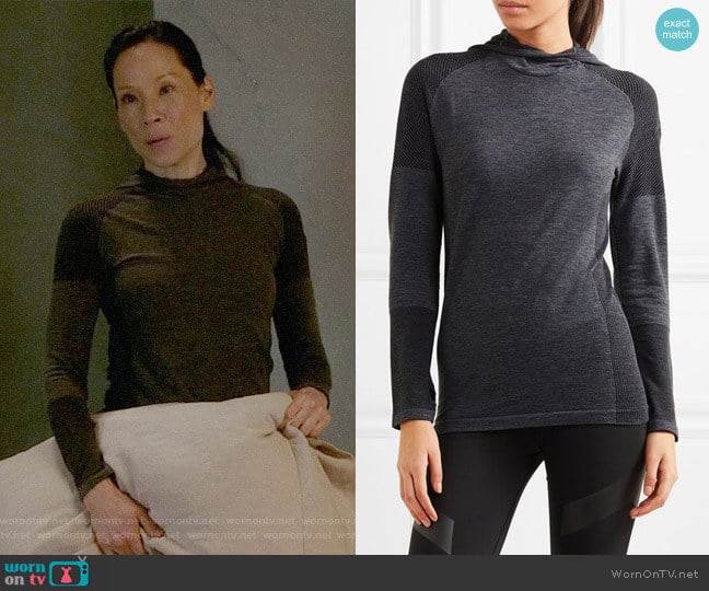 Adidas Performance Climaheat stretch-jersey hooded top worn by Joan Watson (Lucy Liu) on Elementary