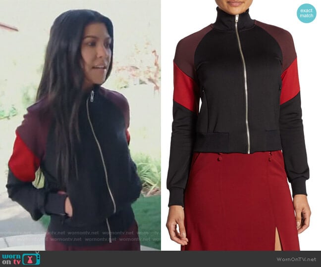 High Collar Track Jacket by ALC worn by Kourtney Kardashian on Keeping Up with the Kardashians