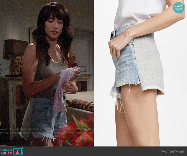 Denim x Alexander Wang Hybrid Bite Shorts worn by Steffy Forrester (Jacqueline MacInnes Wood) on The Bold and the Beautiful