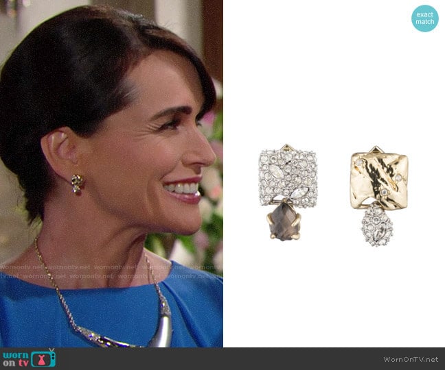 Alexis Bittar Mismatched Stud Earrings worn by Quinn Fuller (Rena Sofer) on The Bold and the Beautiful