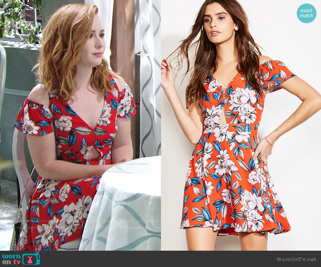 Ali & Jay Chasing Butterflies Dress in Poppy Bloom worn by Mariah Copeland (Camryn Grimes) on The Young and the Restless