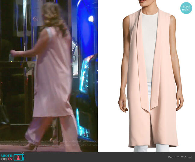 Keaton Open-Front Collar Long Vest by Alice + Olivia worn by Kelly Dodd on The Real Housewives of Orange County