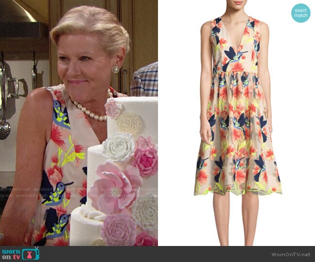 Alice + Olivia Becca Hummingbirds Dress worn by Pamela Douglas (Alley Mills) on The Bold and the Beautiful