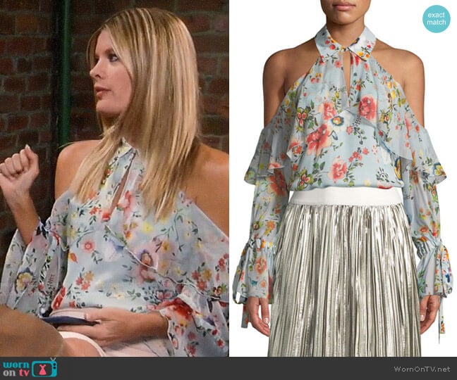 Alice + Olivia Blayne Blouse worn by Nina Reeves (Michelle Stafford) on General Hospital