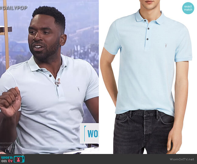 Reform Slim Fit Polo by All Saints worn by Justin Sylvester on E! News