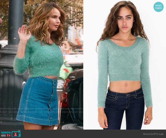 American Apparel Fuzzy Cropped Sweater in Eucalyptus worn by Patty Bladell (Debby Ryan) on Insatiable