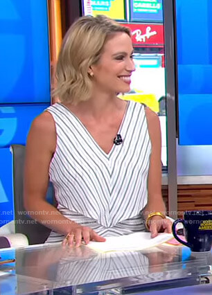 Amy’s white striped v-neck dress on Good Morning America