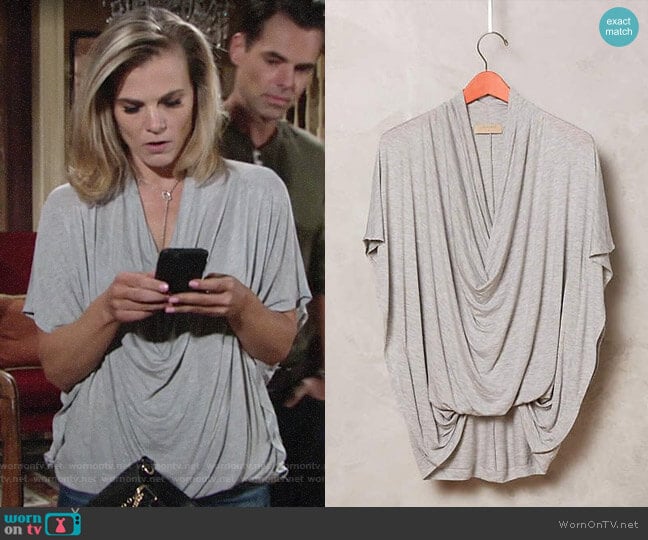 Anthropologie Language Diminuendo Draped Top worn by Phyllis Newman (Gina Tognoni) on The Young and the Restless