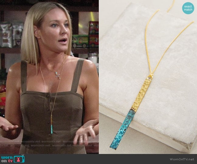 Anthropologie Matchstick Pendant Necklace worn by Sharon Newman (Sharon Case) on The Young and the Restless