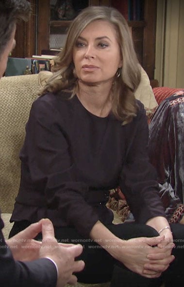 Ashley’s black top with buttons on The Young and the Restless