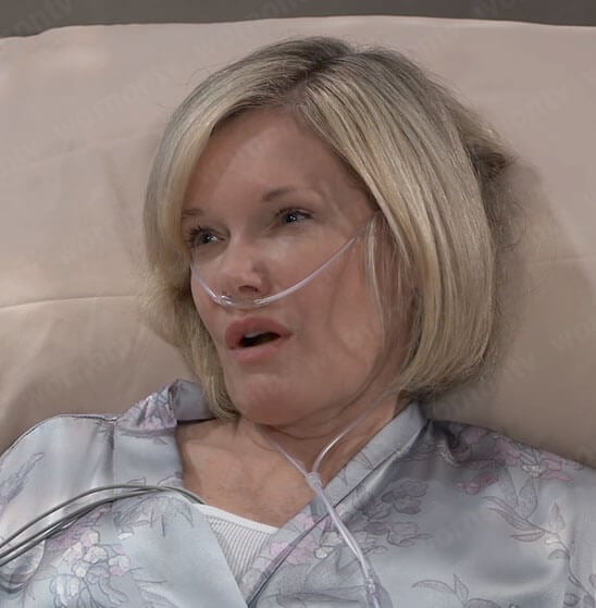 Ava’s silver floral robe on General Hospital