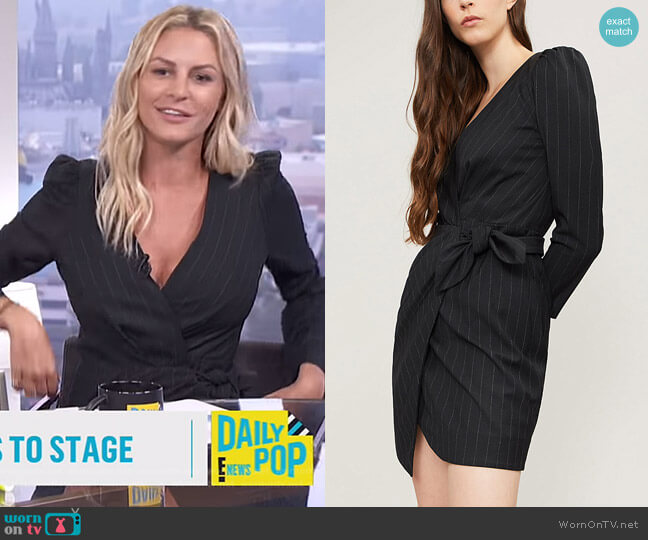 Pinstriped woven mini dress by BA&SH worn by Morgan Stewart on E! News