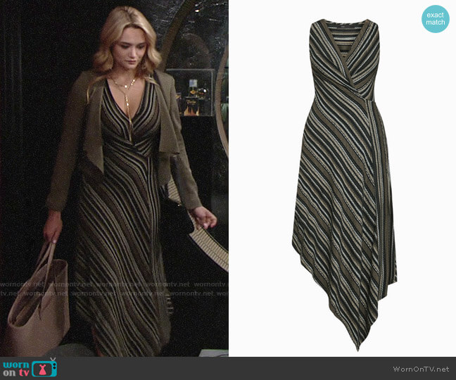 Bcbgmaxazria Asymmetrical Faux-Wrap Dress worn by Summer Newman (Hunter King) on The Young & the Restless