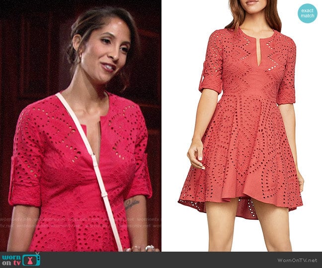 Bcbgmaxazria Eyelet Fit and Flare Dress worn by Lily Winters (Christel Khalil) on The Young and the Restless