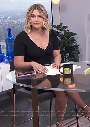 Carissa’s black ruched front dress on E! News Daily Pop