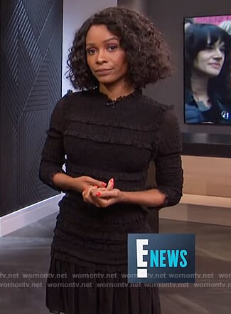 Zuri's black smocked ruffle dress on E! News