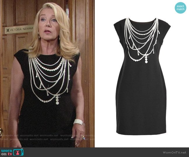 Boutique Moschino Pearl Print Jersey Dress worn by Nikki Reed Newman (Melody Thomas-Scott) on The Young and the Restless