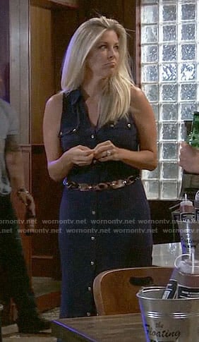 Carly’s navy button front maxi dress on General Hospital