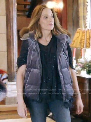 Cary's grey puffer vest on The Real Housewives of Dallas