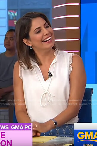 Cecilia’s white ruffle trim top on Good Morning America