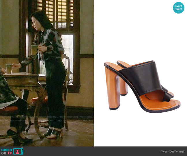 Céline Phoebe Philo Collection Slide Sandals  worn by Joan Watson (Lucy Liu) on Elementary