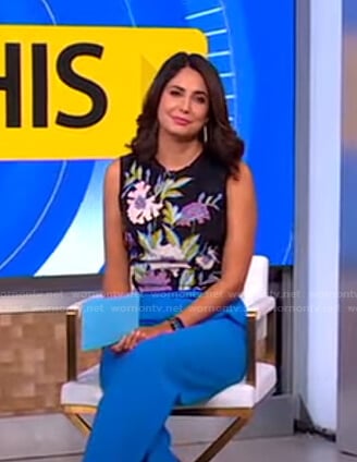 Cecilia’s black floral print top on Good Morning America
