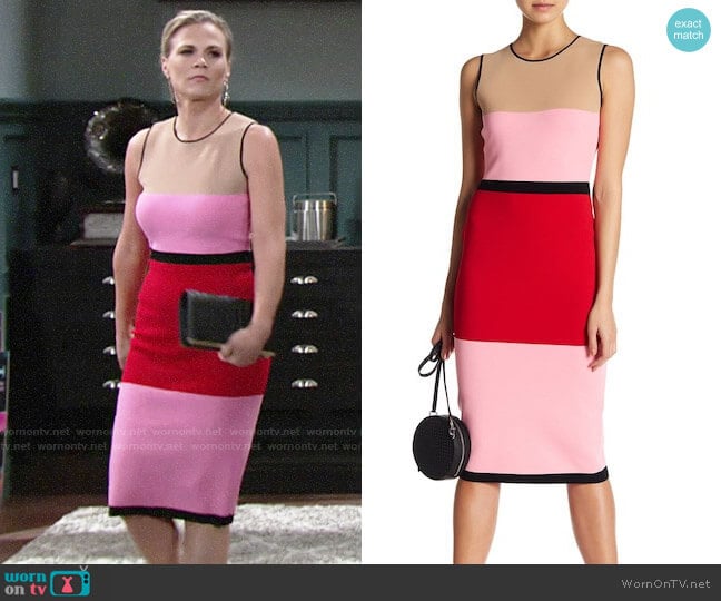 Diane von Furstenberg Colorblock Knit Dress worn by Phyllis Newman (Gina Tognoni) on The Young and the Restless