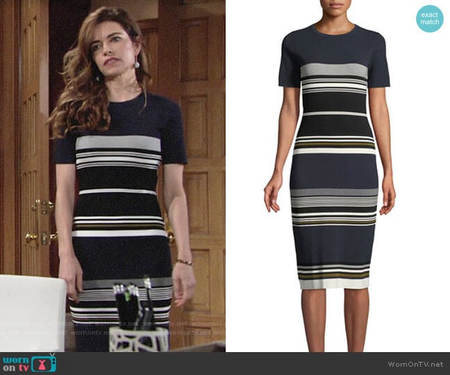 WornOnTV: Victoria’s navy striped short sleeve dress on The Young and ...