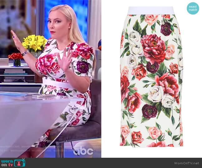 Floral Crepe Skirt by Dolce & Gabbana worn by Meghan McCain on The View