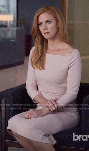 Donna's blush pink sheath dress on Suits