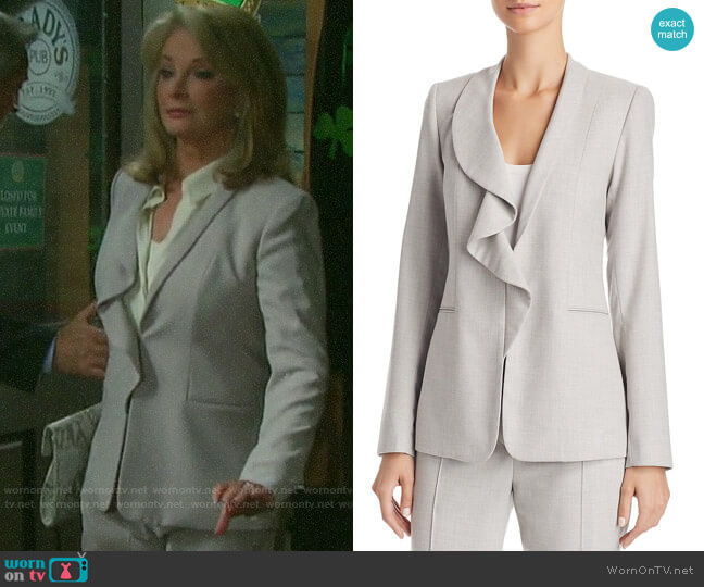 Siyah Ruffle-Collar Jacket by Elie Tahari worn by Marlena Evans (Deidre Hall) on Days of our Lives