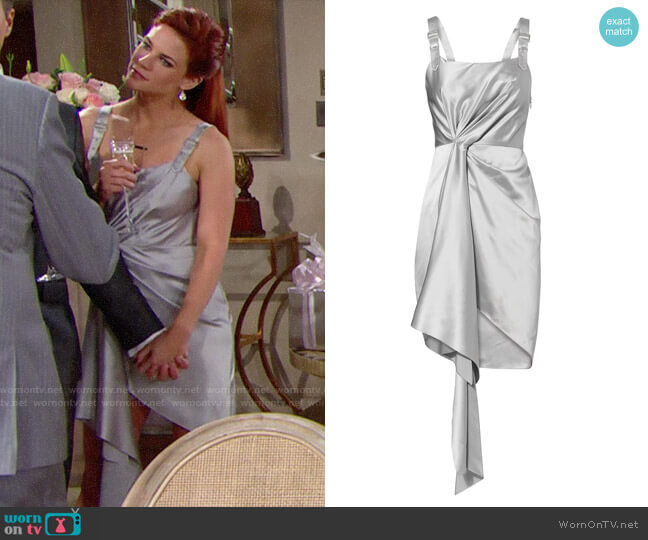 Fleur Du Mal Cascade Silver Dress worn by Sally Spectra (Courtney Hope) on The Bold and the Beautiful