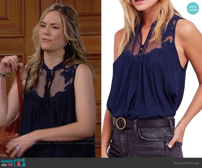 Free People Western Romance Tank worn by Hope Logan (Annika Noelle) on The Bold and the Beautiful