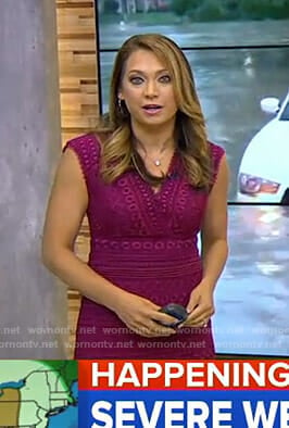 Ginger's purple v-neck lace dress on Good Morning America