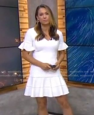 Ginger's white ruffle sleeve dress on Good Morning America