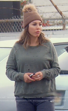 Kelly’s khaki distressed sweatshirt on The Real Housewives of Orange County