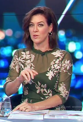 Gorgi's green floral embroidered dress on The Project