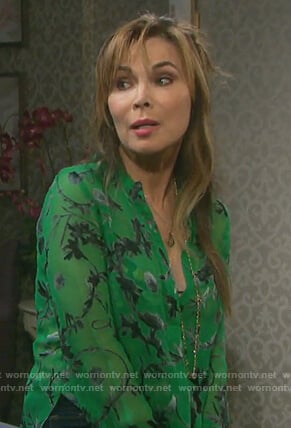 Kate’s floral v-neck blouse on Days of our Lives